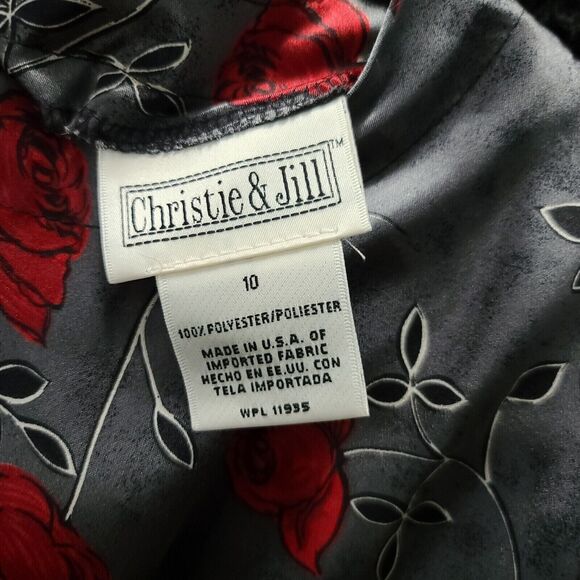 Christie & Jill Womens Button Up Multi-Color Size 10 100% Polyester Short Sleeve - Picture 5 of 12